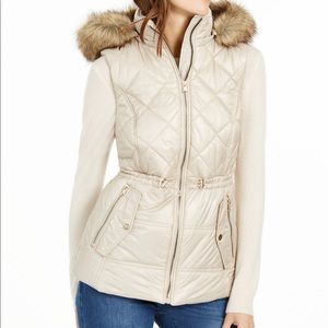 Michael Kors Hooded Faux-Fur-Trim Puffer Vest